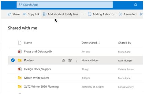 OneDrive Files Section